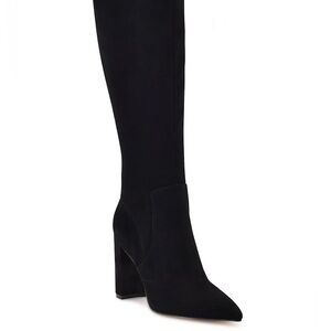 Nine West Black Genuine Suede block Heel wide calf Boots